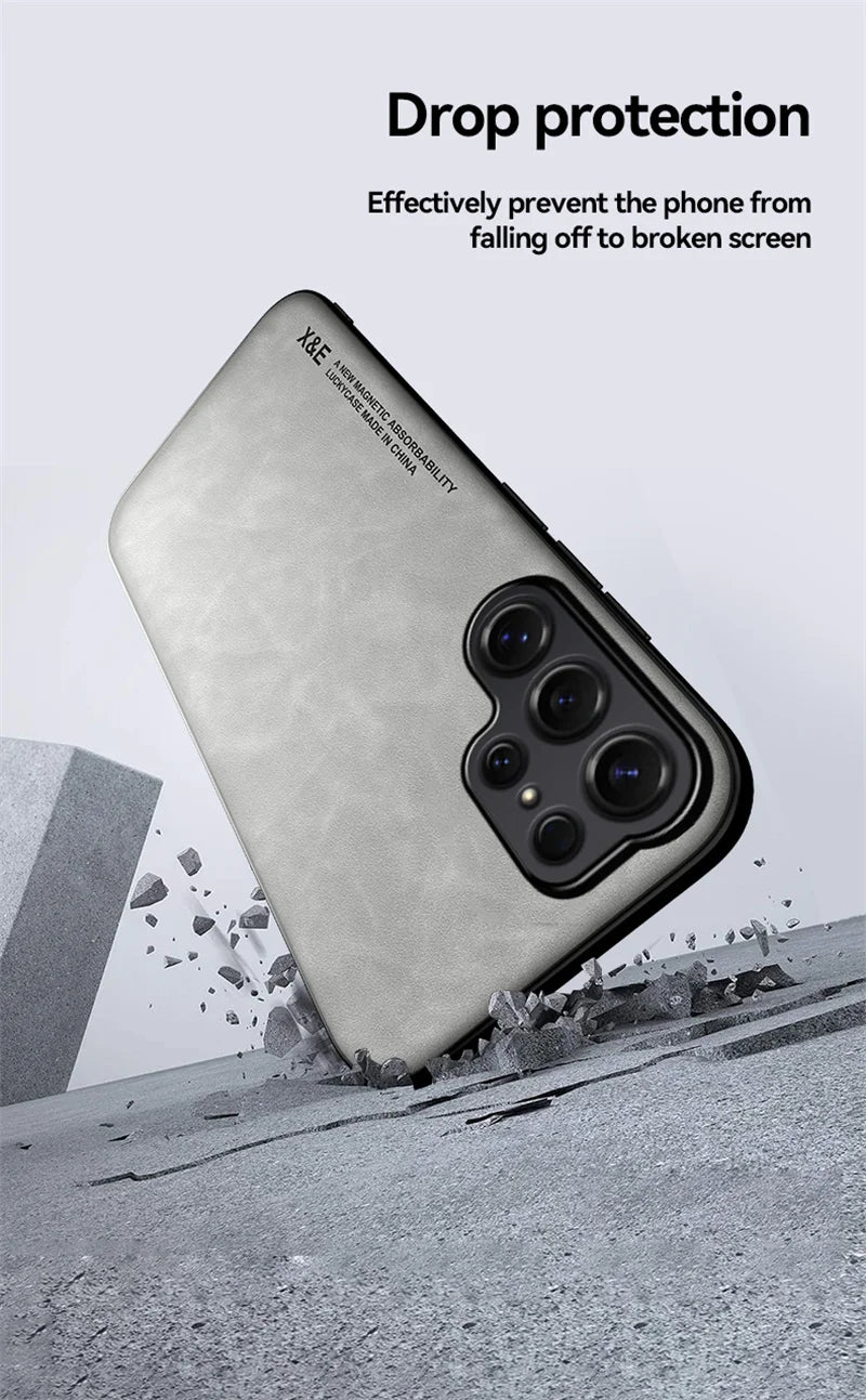 Magnetic Leather Protect Phone Case For Samsung Galaxy S26 S25 S24 S23 S22 Note 20 Ultra Plus S26FE S25FE S24FE Case Back Cover