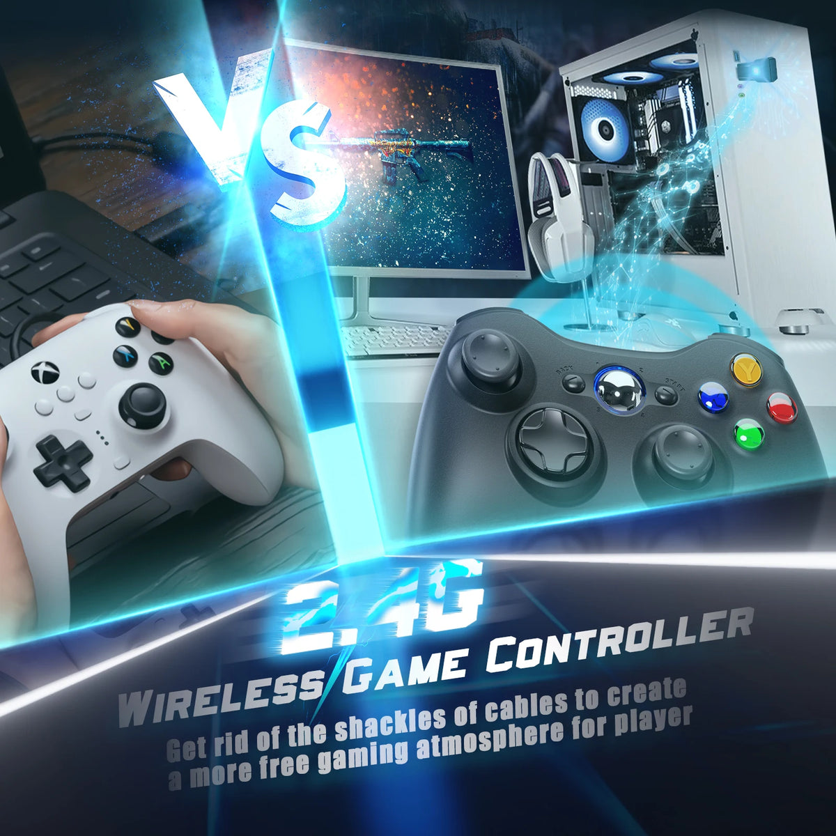 Wireless For Xbox 360 Controller Xbox 360 Slim/Elite/Winodow/PC Video Game Gamepad 6axis Joystick Dual Vibration 2.4G Gaming
