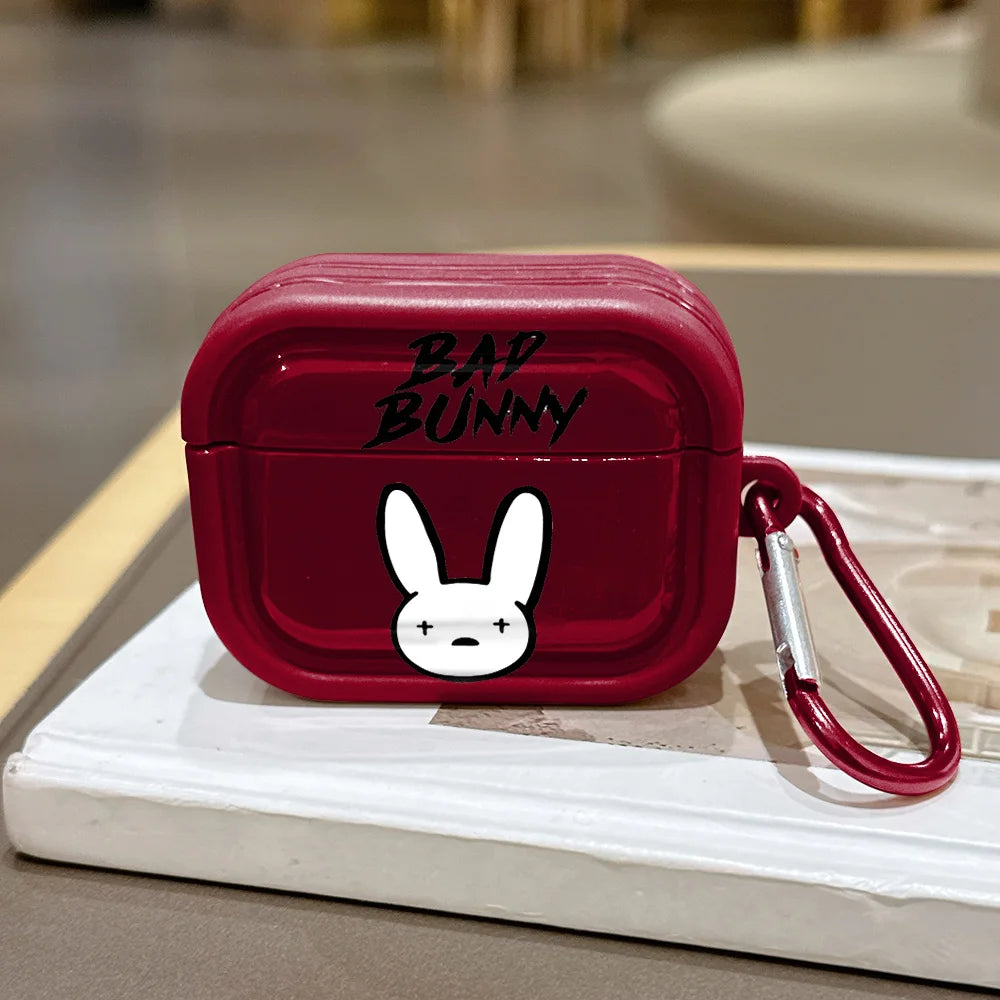 Singer B-Bad B-Bunny Translucent Silicone Case for Airpods 4 3 Pro 2 1 Wireless earphone Headphone Pro2 Protective Covers