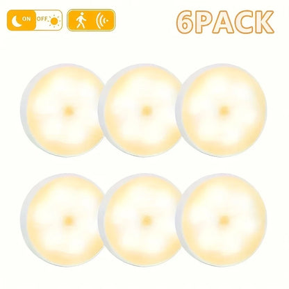 6pcs motion sensor night light-wireless LED detector light for bedrooms, stairs, closets and room decoration- wall lights