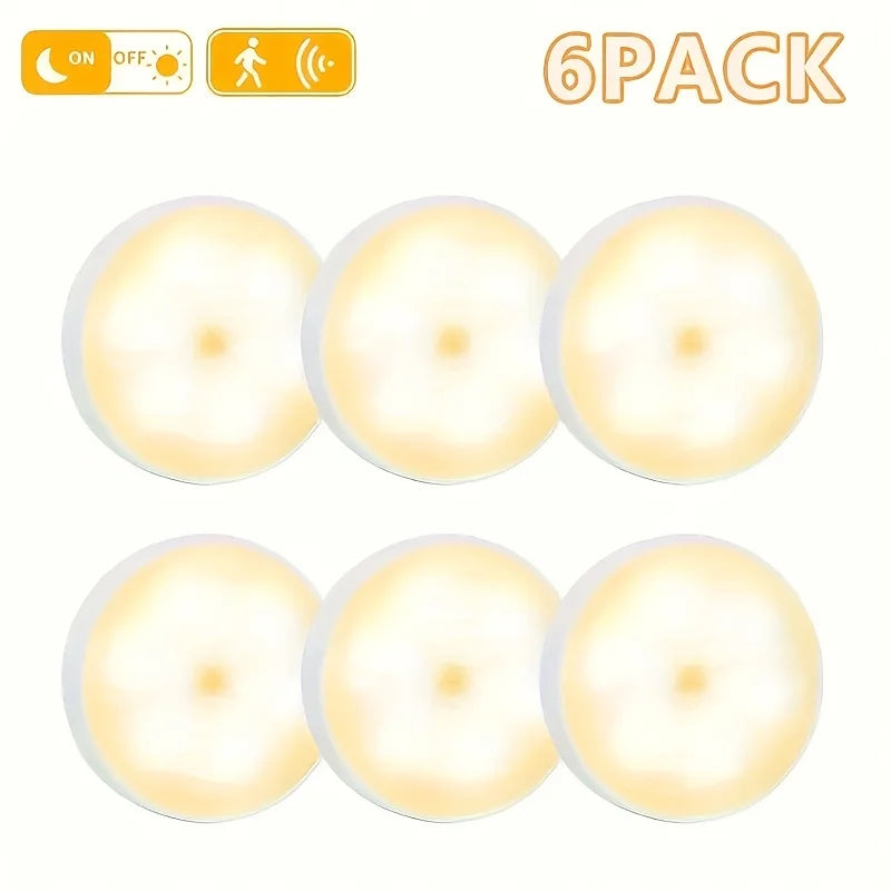 6pcs motion sensor night light-wireless LED detector light for bedrooms, stairs, closets and room decoration- wall lights