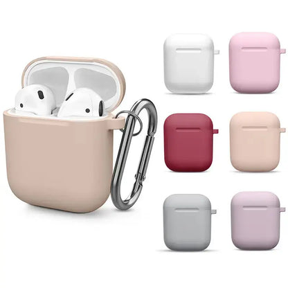 Silicone Cases With Hook Cover For Apple Airpods 1/2 Protective Shockproof Wireless Earphone Cover For Airpods 2 1 Case Box Bags
