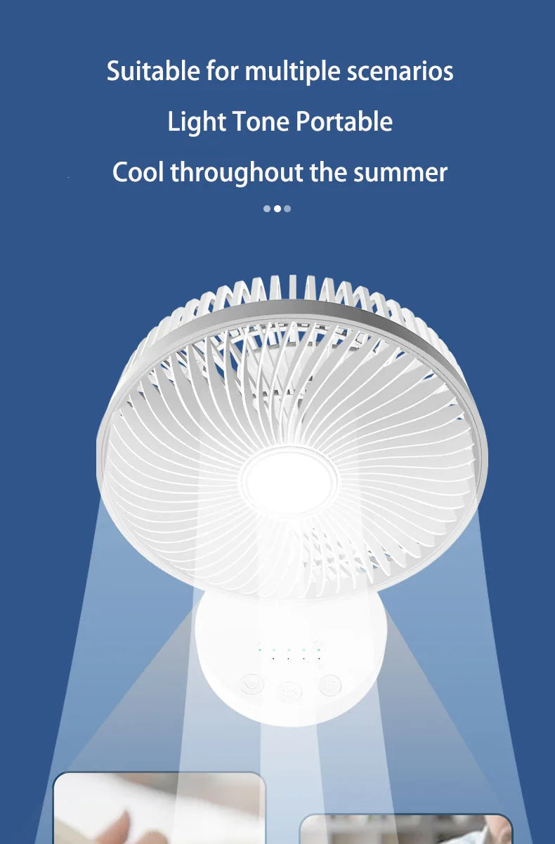 3600mAh USB Desk Fan 4 Speed Adjustable Desktop Table Fan with Strong Wind Quiet Portable Kipas USB Oscillating Fan