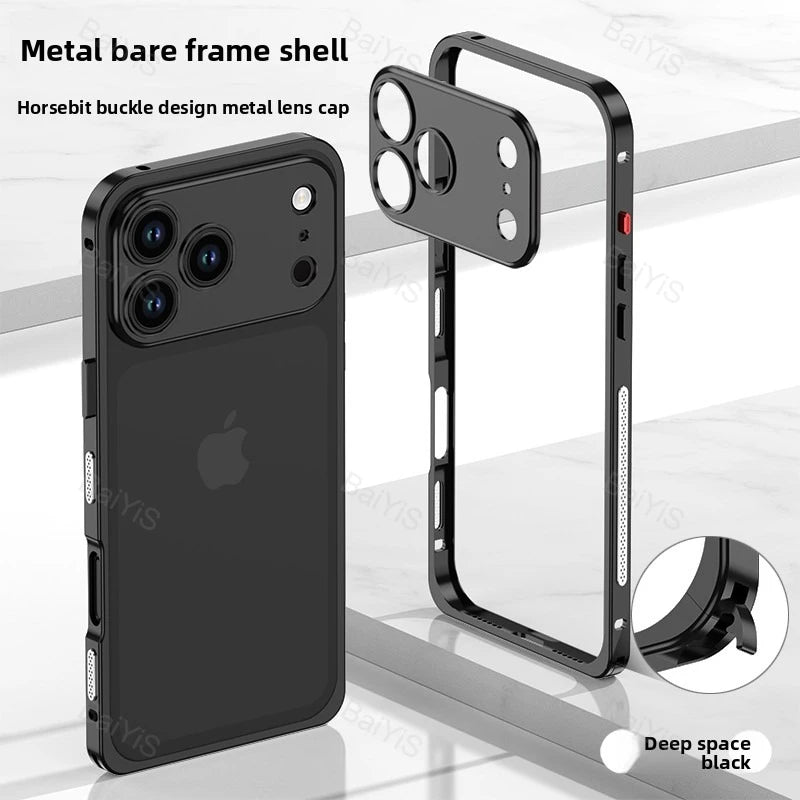 Luxury Metal Alloy Lens Protector Frame Phone Case For iPhone 18 17 16 15 14 13 Pro Max Plus Heat Dissipation Shockproof Cover