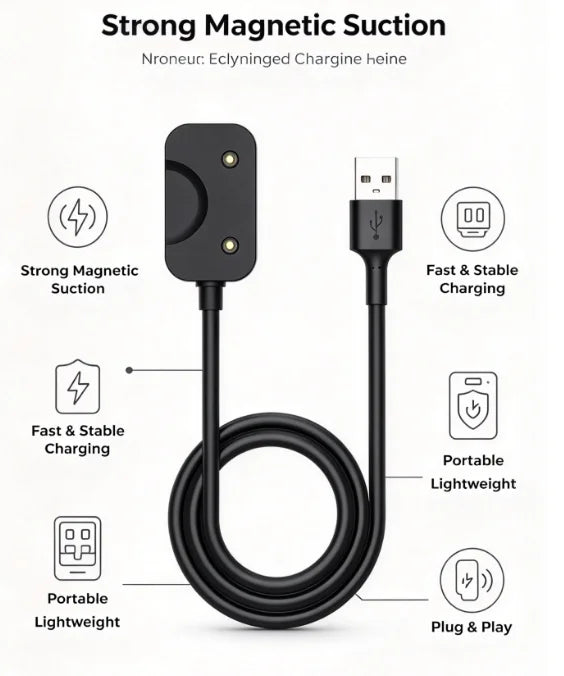 HTMCK 1M Magnetic Charging Cable Watch Adapter USB, For USB Port, Compatible with Galaxy Fit3 R390 Smart Bracelet