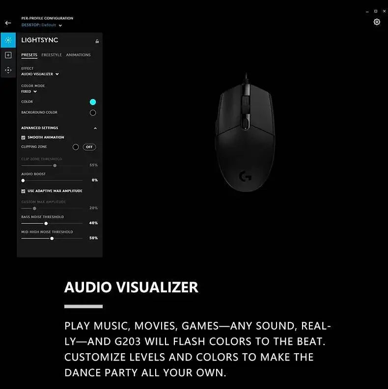Logitech G203 Prodigy Wired Gaming Mouse 8000 DPI RGB Lighting 6 Buttons On-Board Memory 2.1m Cable Windows ChromeOS
