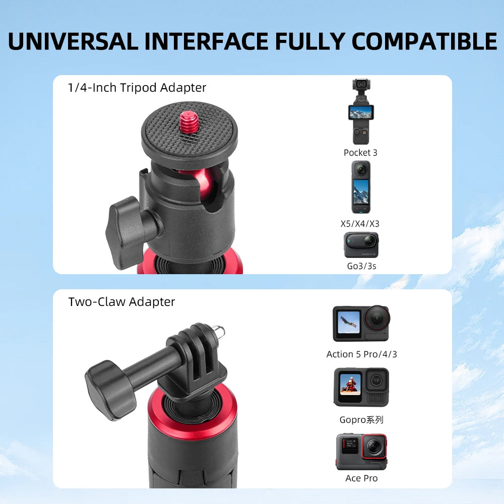 Flymile Tripod Selfie Stick Vlog Handle for DJI Pocket 3/Action 5 Pro/Insta360 X5/Gopro Accessories 62.99/55.1in Extendable