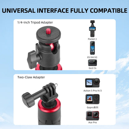 Flymile Tripod Selfie Stick Vlog Handle for DJI Pocket 3/Action 5 Pro/Insta360 X5/Gopro Accessories 62.99/55.1in Extendable