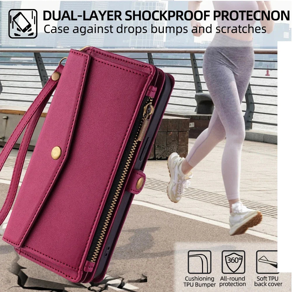 Flip Cover Wallet Phone Case For Samsung Galaxy S26 S25 S24 S23 S22 S21 FE Plus Ultra Edge 5G PU Leather Multi-Functional Bags
