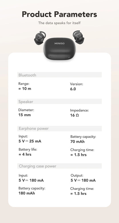 MINISO MS217 Sleep Aid Headphones Bluetooth Earphone AI Translation Earbuds in-Ear Wireless Headphones Sleep Friendly