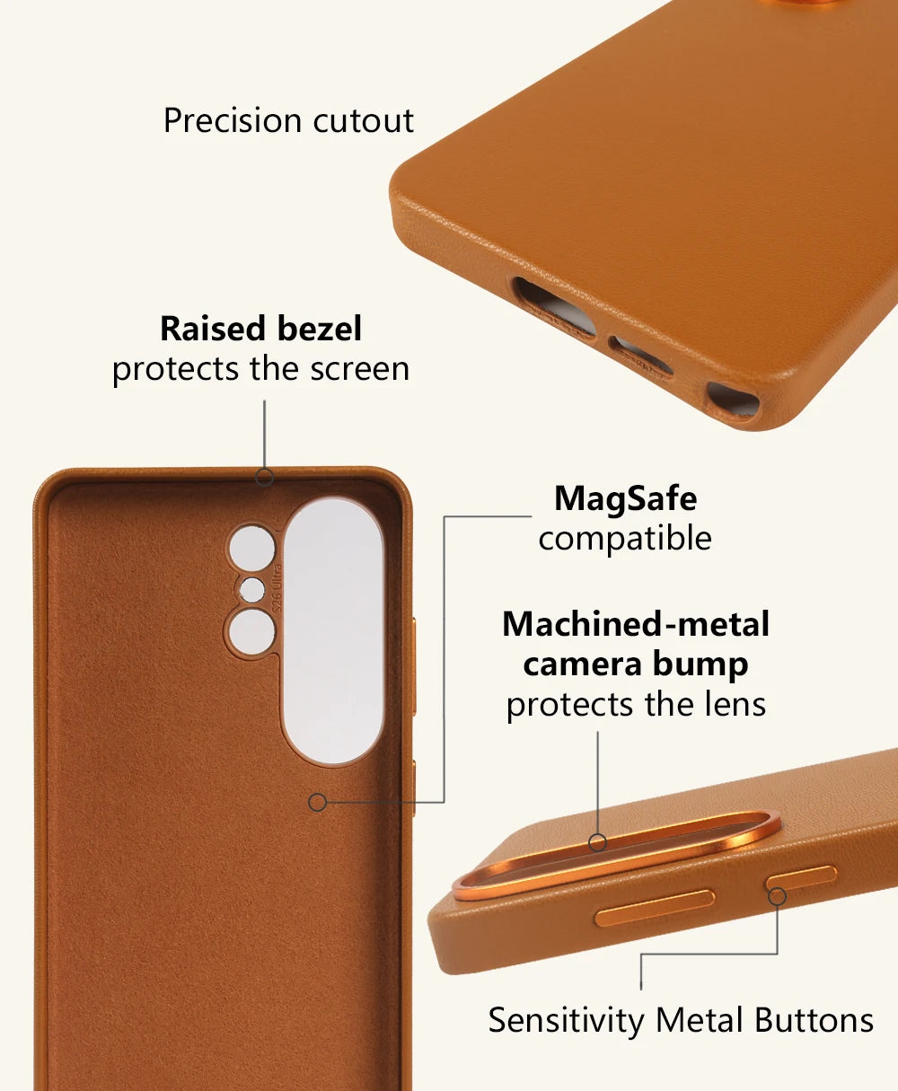For Magsafe Premium Leather Case for Samsung Galaxy S26 Ultra S26Ultra S26Plus S25 Plus S25Ultra Phone Case Cover Magnetic Coque