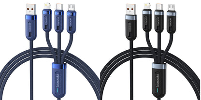 Toocki 3 in 1 USB C Cable 6A Fast Charge for Huawei Honor Micro USB Lightning Charger Cord for iPhone 14 Samsung Xiaomi Oneplus