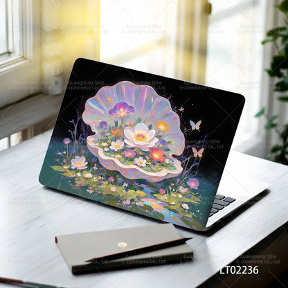 2 PCS Removable Flower Stickers for Laptop PVC Aesthetic Decals Self-Adhesive Peel Off No Residue Tablet Skin MacBook Skin