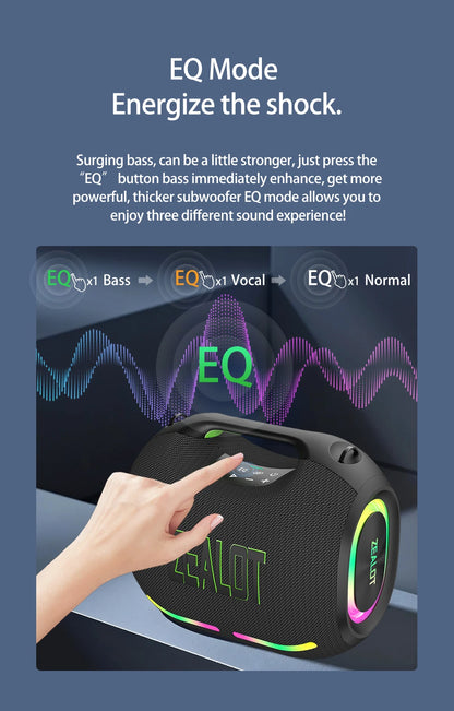 ZEALOT-ZE01 Wireless Bluetooth Speaker 120W TWS Subwoofer Bluetooth Speaker High Volume Waterproof Portable Power Bank HIFI Sound Quality Good-Looking Blue Speaker Long Battery Life
