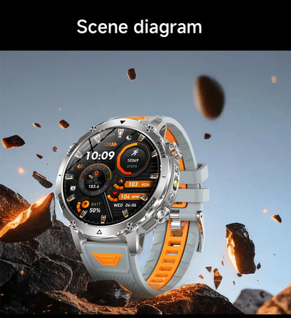 LIGE New 1400mAh Battery Smart Watch Men BT Call Waterproof Heart Rate Monitor Flashlight & SOS Red Light Sports Smartwatch Men