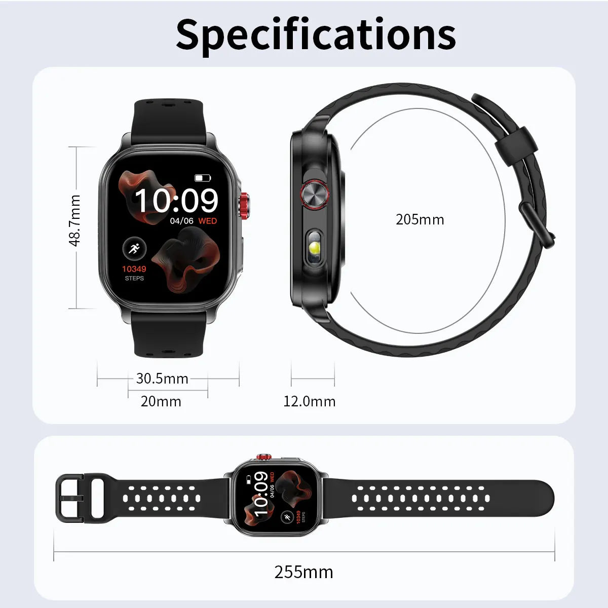 New1400mAh Large Battery Smart Watch 5ATM Waterproof LED Flashlight 100+ Sports Modes Heart Rate Fitness Tracker Men Smart Watch