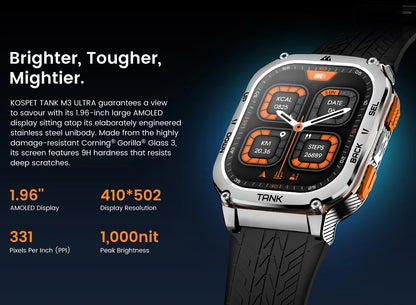 KOSPET TANK M3 Ultra GPS Smart Watch for Men Stainless Steel 5ATM Waterproof Bluetooth Call  24/7 Health Monitor for Android iOS