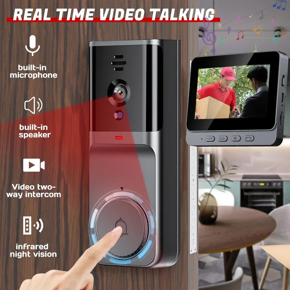 M16S M15S WiFi Wireless Intercom Smart Doorbell 4.3inch IPS Screen Video Security Camera Two-Way Intercom HD Surveillance Camera