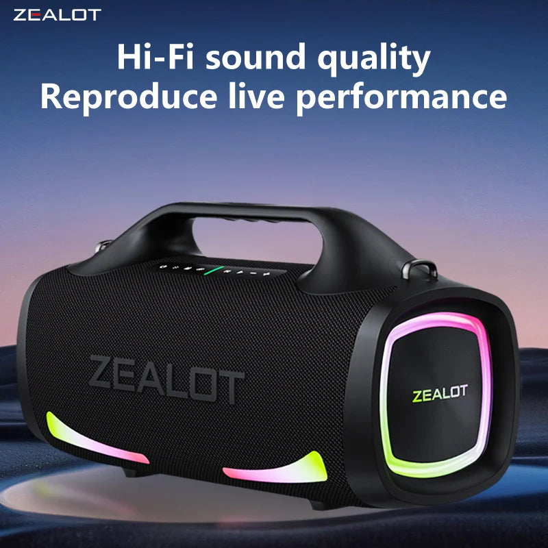 Zealot S79 100W Wireless Speaker, Portable Subwoofer Speaker, Hi-Fi Sound Quality, Dual Pairing, Fast Charging, 24000mAh.