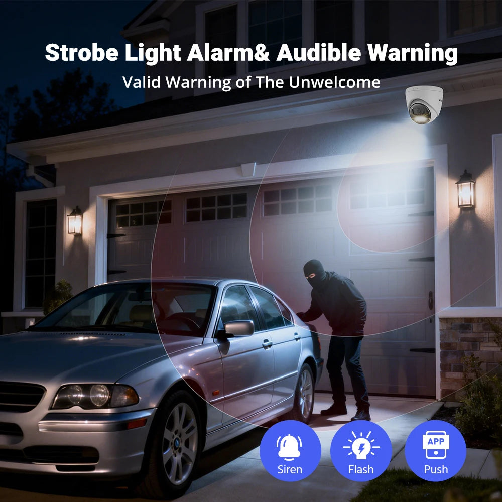 ANNKE Smart Home Security Camera 3K 5MP PoE Outdoor IR Night Vision EXIR Dome Cam with Person Vehicle Detection Audio Recording