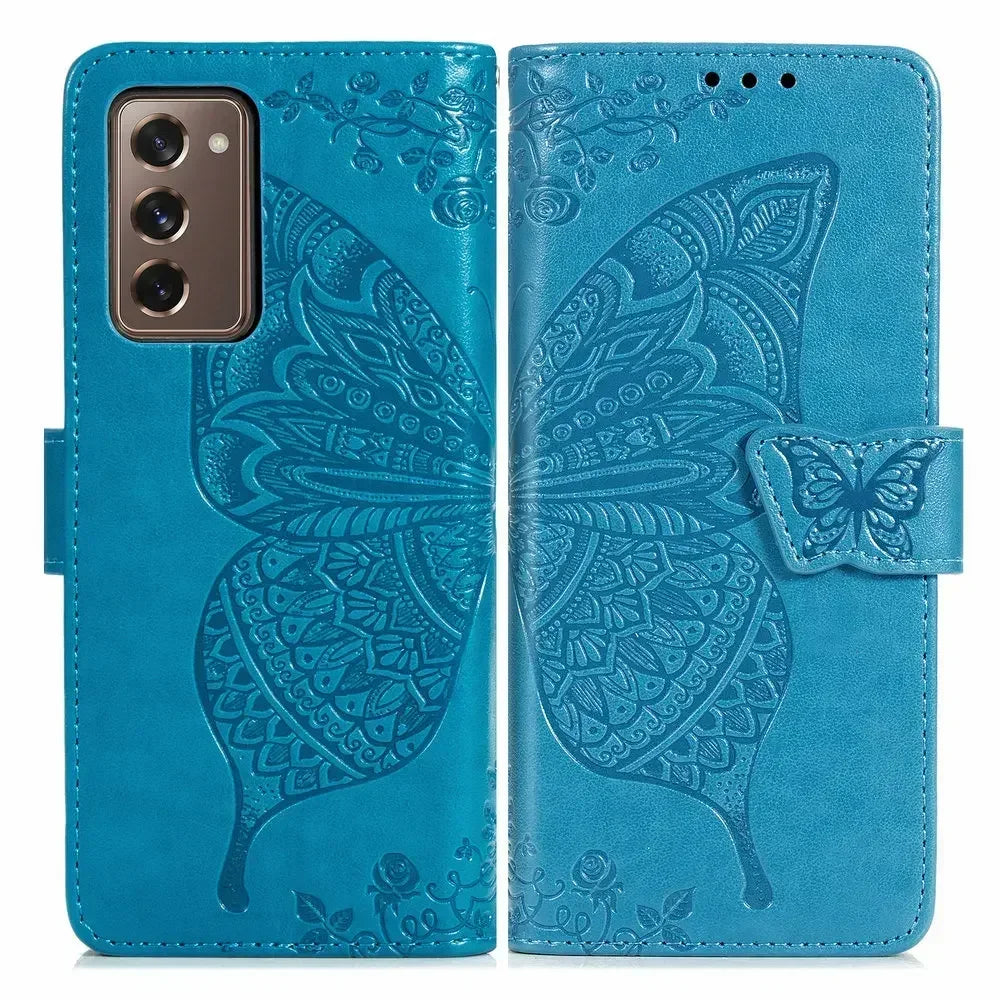 Butterfly Leather Etui for Coque Samsung Z Fold 8 Ultra 4 2 Fold5 Fold6 7 Flip Case Samsung Galaxy Z Fold 5 6 Wallet Cover Funda
