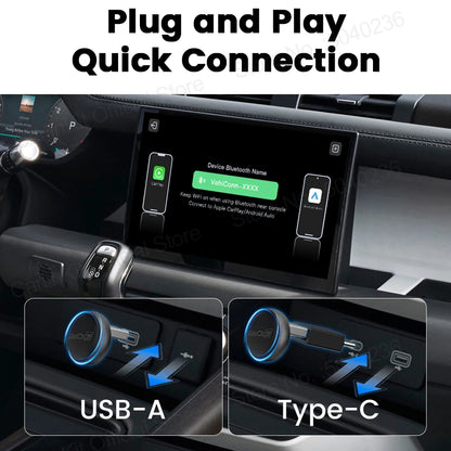 2026 CarlinKit 5.0 Mini Ultra 3 CarPlay Android Auto Wireless Adapter 2.4G&5.8GHz WiFi BLE OTA Upgrade For OEM Car Plug and Play