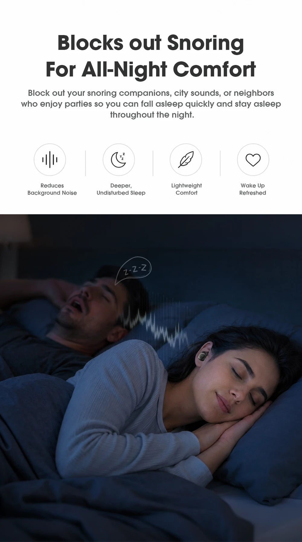 Micro Sleep Wireless Earbuds HTC NE97 Bluetooth 5.3 Pain-Free Fit 18H Playtime Friendly Earphones Soft Sound Side-Sleep