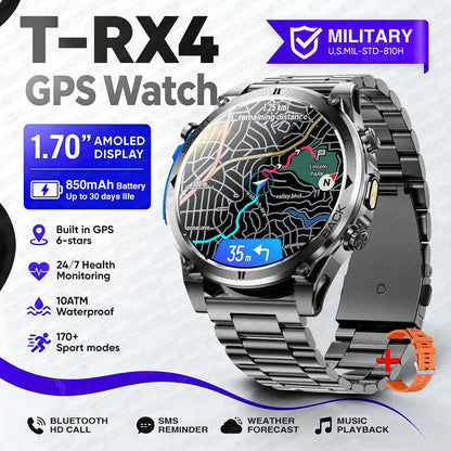 2026New T-RX4 Ultra GPS Smart Watch For Men 6-star GPS Positioning 10ATM Waterproof 850mAh Battery Compass 170+Sports Smartwatch