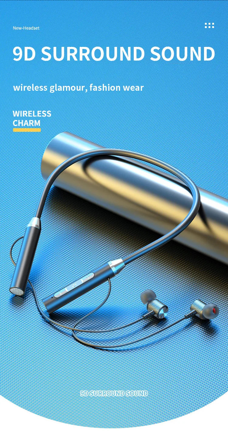 9D Bluetooth Earphones Wireless Headphones Magnetic Stereo Neckband Waterproof Sports Earbuds With Mic For iPhone Huawei OnePlus