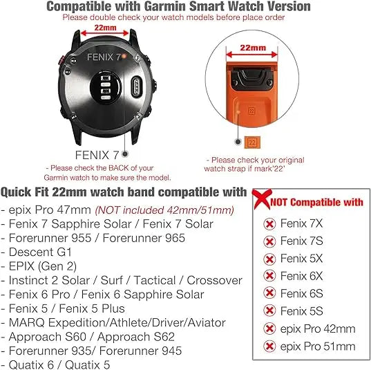 QuickFit 26mm Nylon Velcro Watch Band Strap for Garmin Fenix 8 51mm, Fenix 7X 6X Pro, Epix 2 Pro/Tactix 8 51mm, Instinct 3 50mm