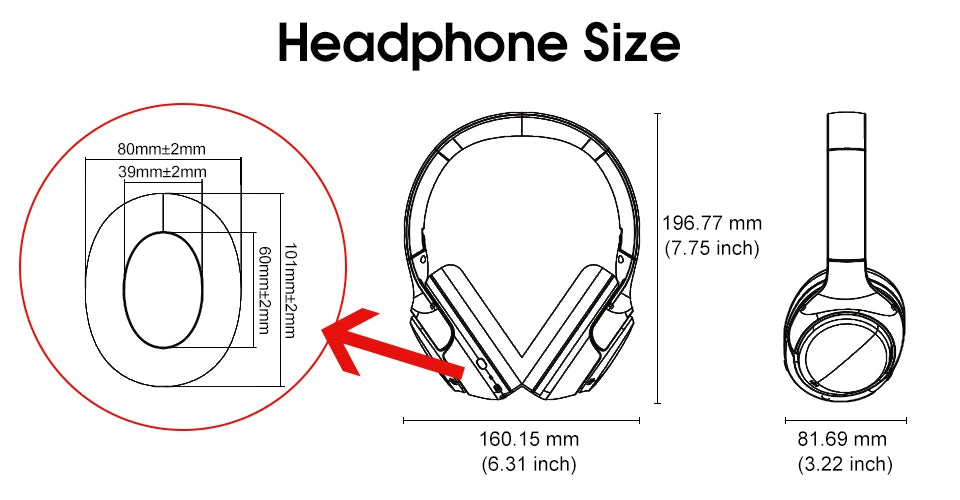 QCY H3 ANC Hi-Res Audio Wireless Bluetooth 5.4 Headphones Over Ear Headset 60Hrs 43dB Hybrid Active Noise Cancellation Earphone