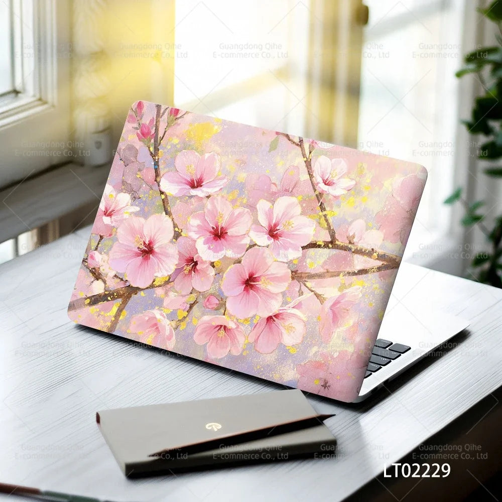 2 PCS Removable Flower Stickers for Laptop PVC Aesthetic Decals Self-Adhesive Peel Off No Residue Tablet Skin MacBook Skin