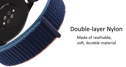 WOCCI 2PCS Nylon Watch Strap for smart watch 18mm 20mm 22mm bracelet belt for men women with hook and loop fastener watchband