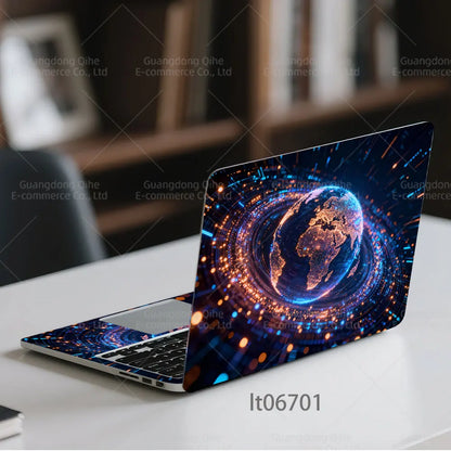 2PCS Galaxy Planet Laptop Skin Sticker, Space Black Hole Universe Design Decal Cover for Macbook HP Dell Lenovo 11-17 inch