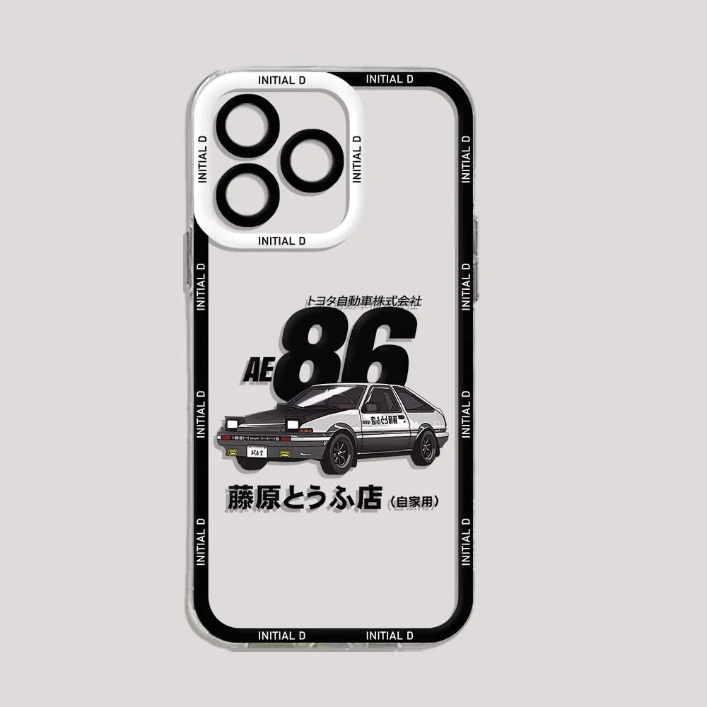 Anime Initial D AE86 Phone Case For iPhone 15 14 13 12 11 Mini Pro Max X XR XSMax 6S 6 7 8 Plus SE20 Transparent Cover