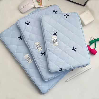 New Bowknot Fluffy Laptop Bag 11/13/15In Shockproof Tablet Sleeve Case Printing Computer Cover Bag for iPad Tablet Protection