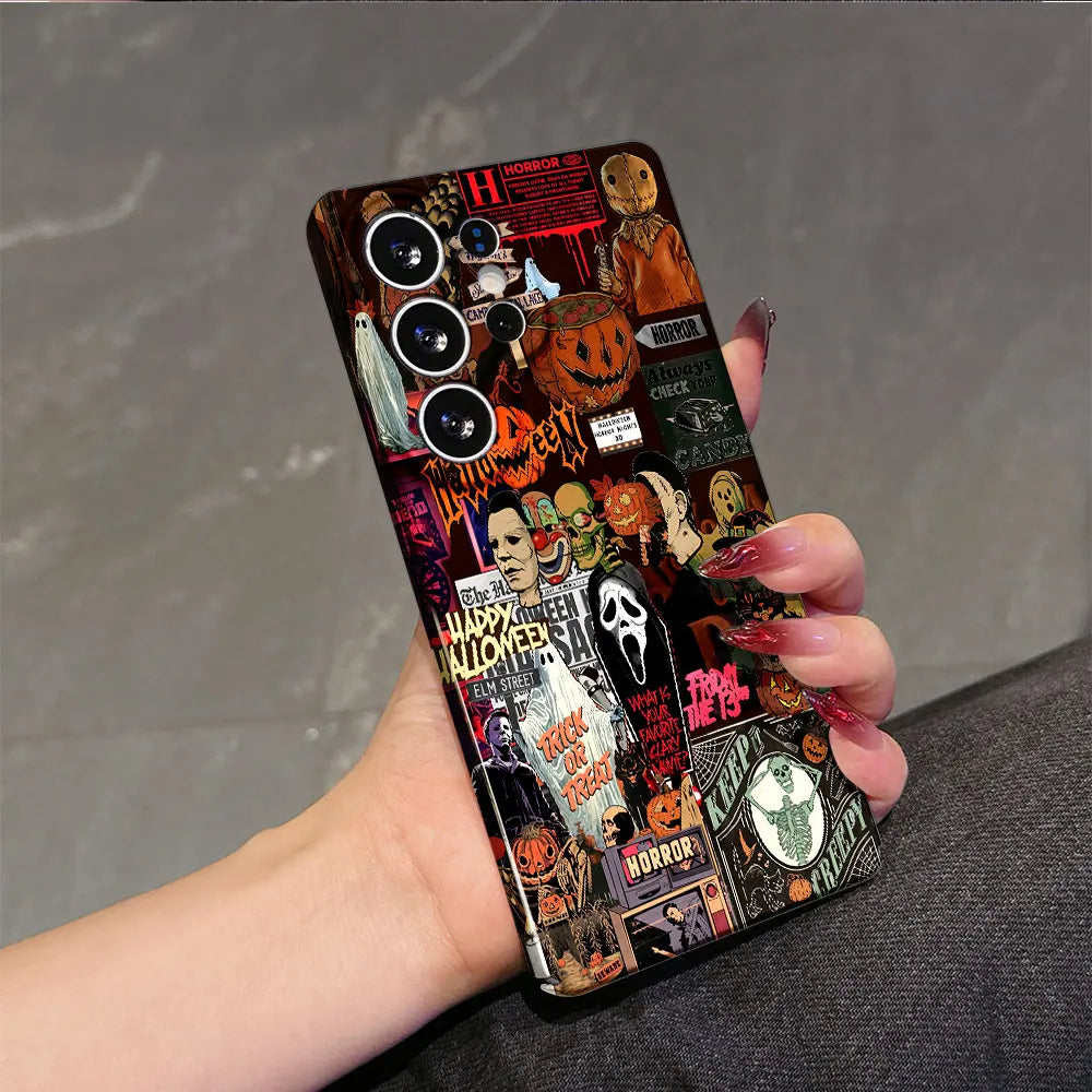 Horror Movie Halloween Phone Case for Samsung Galaxy S26 S25 Ultra S24 S23 Ultra Plus Shockproof Double layer tough Back Cover