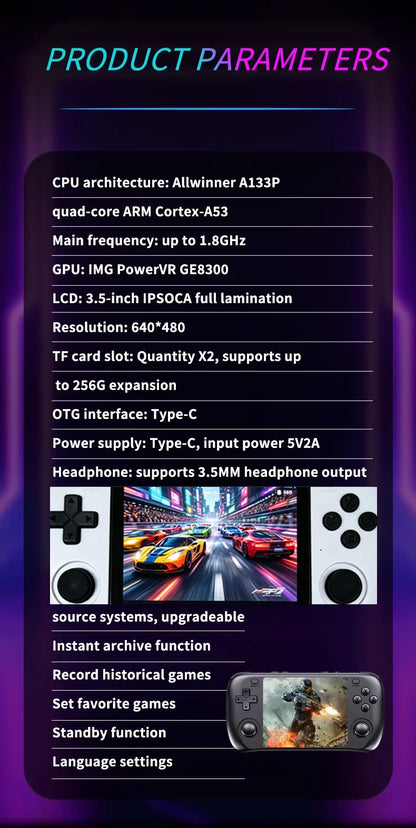 SMARTDUDE H36S Retro Handheld Game Console with 3.5-inch IPS Screen Batocera System 64GB/128GB Portable Gaming Device