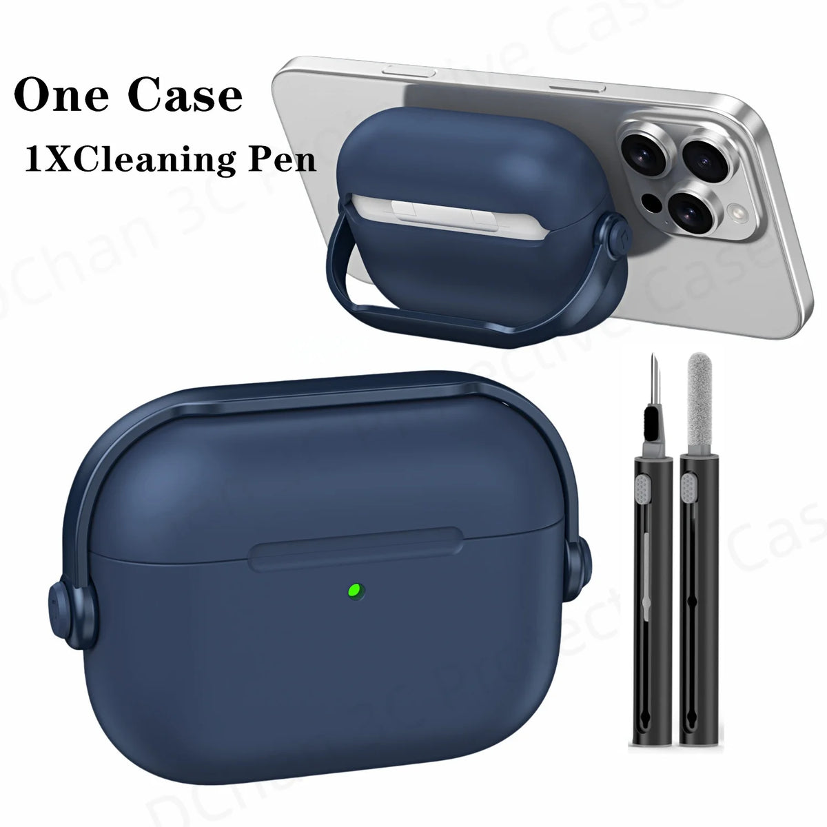 For AirPod Pro3 Case With Lock Shockproof Protective Cover with Cleaner Kit For Airpod 4 Case For AirPods Pro 3 Phone Stand Case
