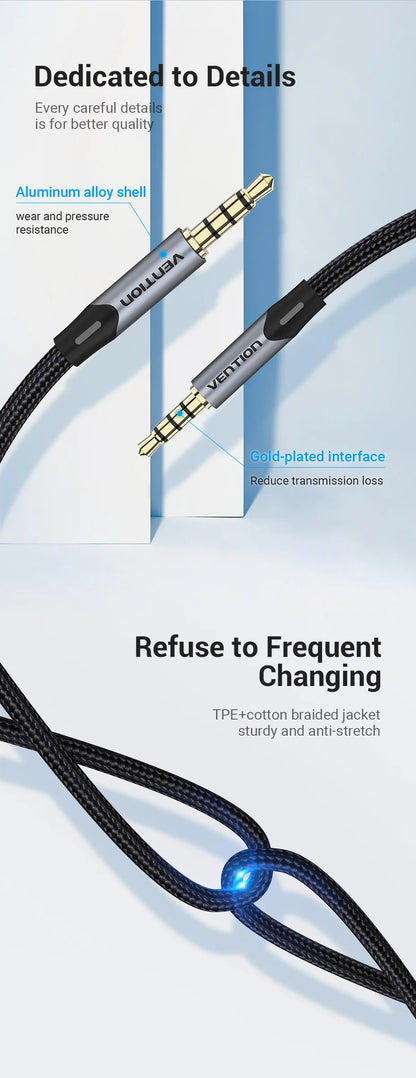 Vention 3.5mm Jack Audio Cable Male to Male 3.5mm Audio Aux Cable Jack for Phone Car Headphones Speaker Cable Wire Line Aux Cord