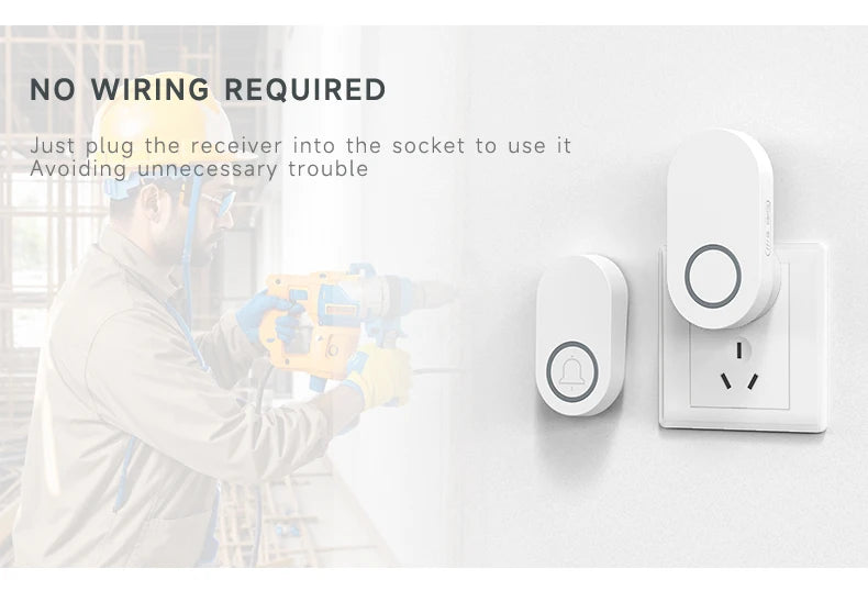 Newest Household High Volume Self Powered Wireless Doorbell US/EU/UK Plug Battery Free 60 Songs Waterproof Kinetic Door Bell