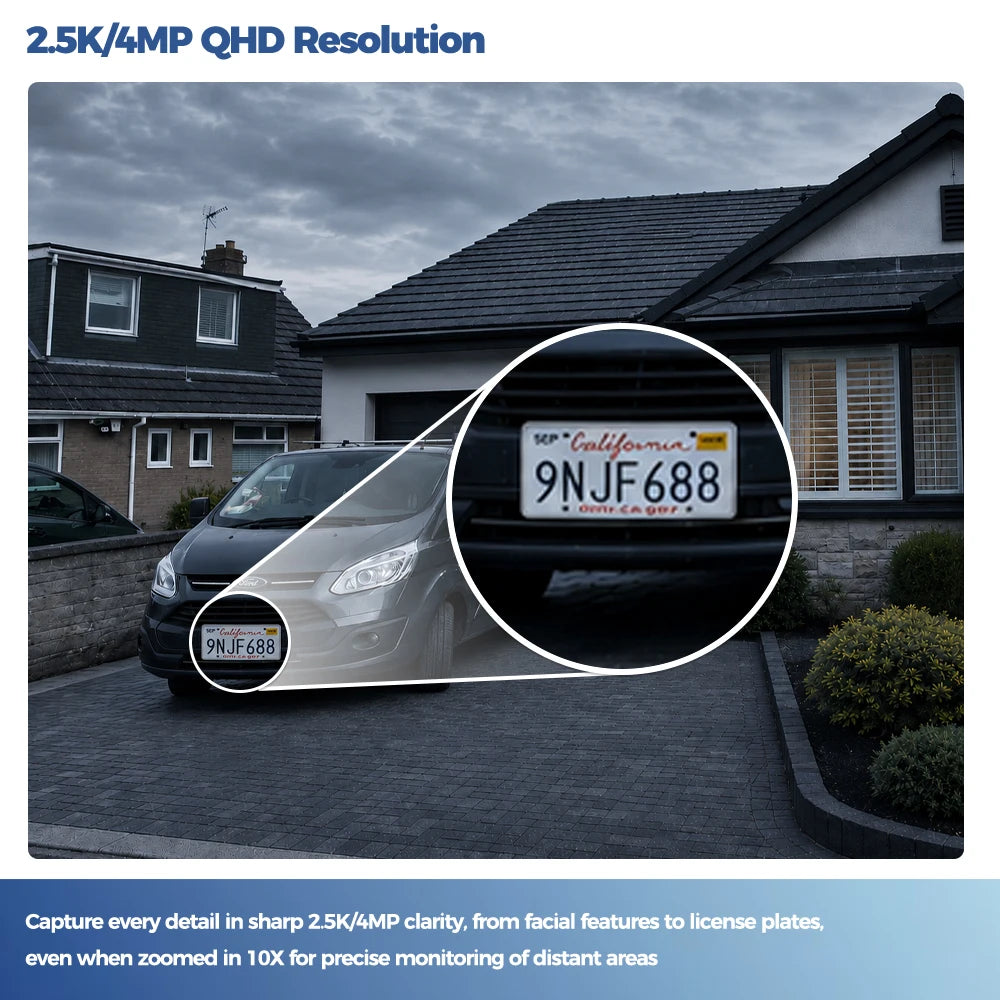 2.5K Solar Security Camera Wireless Outdoor WiFi Camera Long Standby,24/7 Recording,Color Vision,AI Detection Surveillance Cam