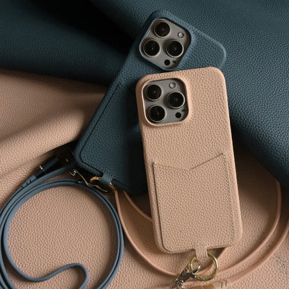 Multifunctional Charging Cable Lanyard Genuine Leather Case for IPhone 18 Pro Max 17Pro 16 15 14 13Pro Crossbody Strap Card Slot