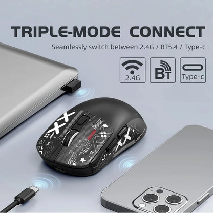 Wireless Mouse Bluetooth 5.4 2.4G Type-C Tri-Mode Rechargeable Gaming Mouse 8000 DPI 1000Hz Lightweight 58g RGB Mouse for PC Laptop Phone Tablet