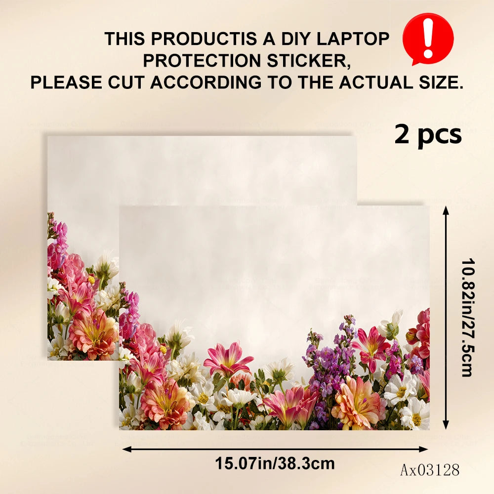 Pink Flower Laptop Stickers Self Adhesive Waterproof Anti Scratch Notebook Cover for Device Notebook MacBook Protective Skins