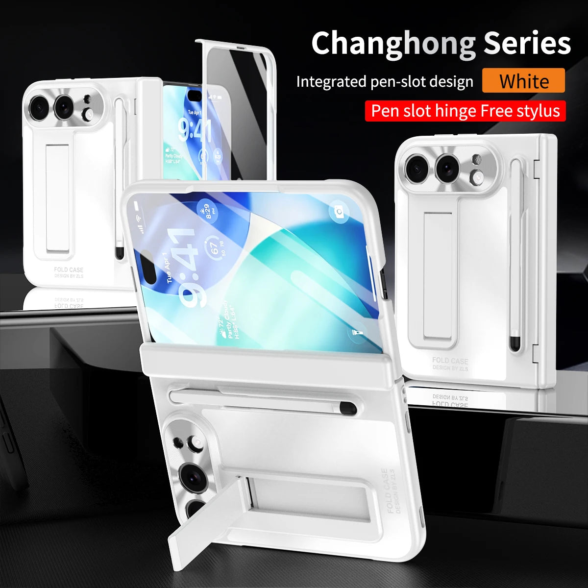 Suitable for iPhone Duo Folding Case Tempered Film Stylus Hinge Stand Protects Back Cover-Phone Case Funda