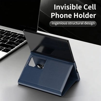 Luxury Leather Wallet Card Slot Smart View Case for Samsung Galaxy Z Fold 8 Fold8 Wide Flip-Free Answering Wake Up Flip Cover