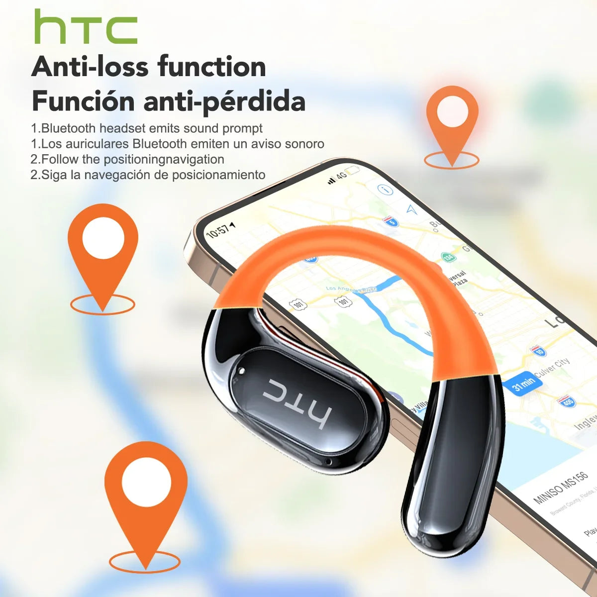 HTC NE27 Bluetooth Earphone AI Translation Earbuds OWS Sport Headphone Touch Screen Ultra Long Battery Life Wireless Headphone