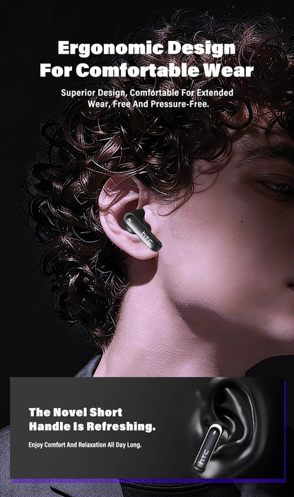 Wireless Headphones Bluetooth HTC NE70 Earphones Microphones Earbuds AI Translator 30Hours of Battery Life Full HD LCD Display