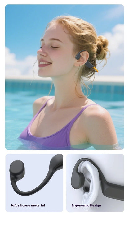 TOP 1 Sports Swimming Bone Conduction Headphones Bluetooth 6.0 IPX8 Waterproof Earphones 32GB MP3 Night Light Fitness Riding Run